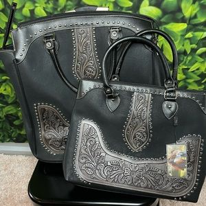 GENUINE LEATHER MONTANA WEST TWO IN ONE TRAVEL SET